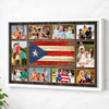 Custom Photo Collage Puerto Rican Family Canvas Wall Art Personalized Gift With Rico Flag - White Frame / 12x9