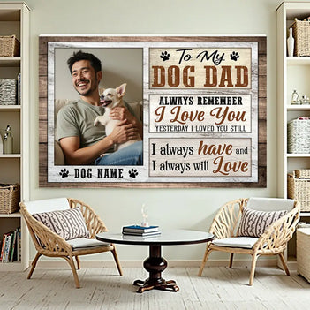 Custom Photo Dog Dad Canvas - Personalized Wall Art Decor