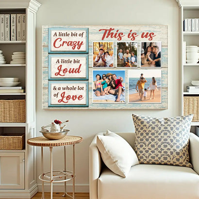 Custom Photo Family Canvas - This Is Us Wall Art with Personalized Quote - 12x9