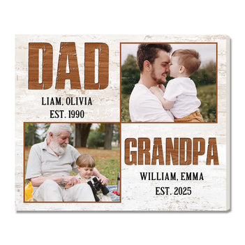 Custom Photo for Dad Grandpa Vintage Canvas Wall Art Personalized Father’s Day Gift Daddy Family Decor