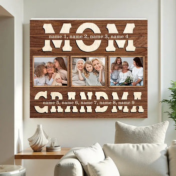 Custom Photo Mom Grandma Canvas Wall Art Personalized Name Mother’s Day Gift For Birthday From Daughter