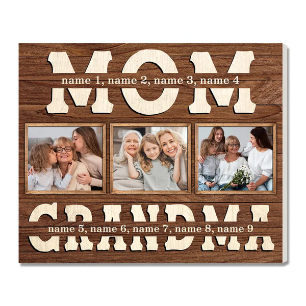 Custom Photo Mom Grandma Canvas Wall Art Personalized Name Mothers Day Gift For Birthday From Daughter