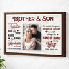 Custom Photo Mother And Son Canvas Wall Art Celebrating Mother’s Day Gift For Mom from - Brown Frame / 12x9