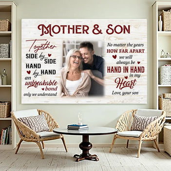 Custom Photo Mother And Son Canvas Wall Art Celebrating Mother’s Day Gift For Mom