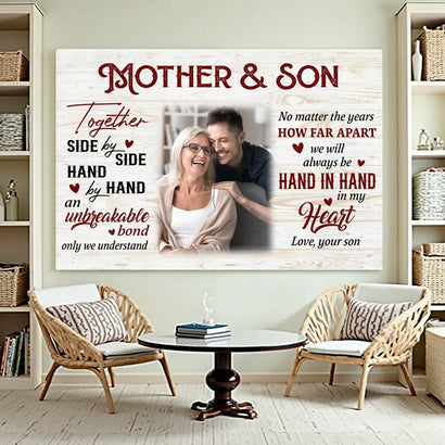 Custom Photo Mother And Son Canvas Wall Art Celebrating Mother’s Day Gift For Mom