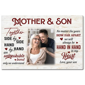 Custom Photo Mother And Son Canvas Wall Art Celebrating Mother’s Day Gift For Mom