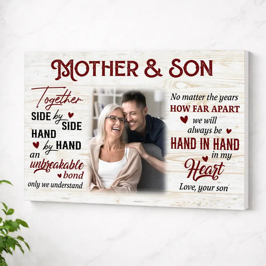 Custom Photo Mother And Son Canvas Wall Art Celebrating Mother’s Day Gift For Mom from - No Frame / 12x9