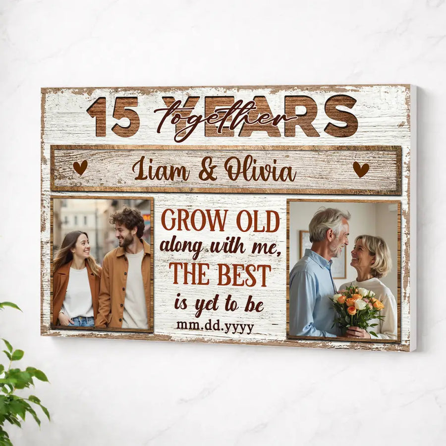 Custom Photo Wall Art Celebrating Years Together Canvas Personalized Grow Old Along With Me Gift Anniversary