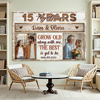 Custom Photo Wall Art Celebrating Years Together Canvas Personalized Grow Old Along With Me Gift Anniversary