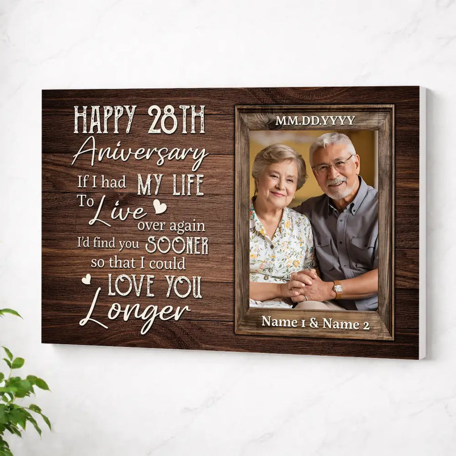 Custom Year Happy Anniversary If I Had My Life To Live Over Again I’d Find You Sooner Canvas Wall Art Wedding Gift