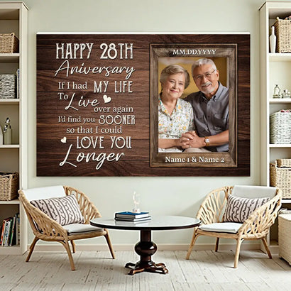 Custom Year Happy Anniversary If I Had My Life To Live Over Again I’d Find You Sooner Canvas Wall Art Wedding Gift