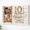 Personalized 10 Years Anniversary Grow Old Along With Me Canvas Wall Art Custom Photo For Husband And Wife - White