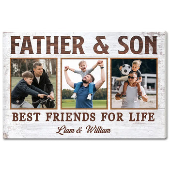 Father And Son Best Friends For Life Custom Canvas Dad Personalized Photo Wall Art Father’s Day Gift