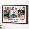 Father And Son Best Friends For Life Custom Canvas Dad Personalized Photo Wall Art Father’s Day Gift From - Brown Frame