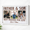 Father And Son Best Friends For Life Custom Canvas Dad Personalized Photo Wall Art Father’s Day Gift From - White Frame