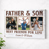 Father And Son Best Friends For Life Personalized Custom Photo Canvas Print Wall Art Father’s Day Gift for Dad