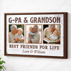 G-Pa And Grandson Best Friends For Life Personalized Custom Photo Canvas Print Wall Art Fathers Day Gift from - Brown