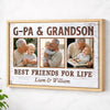G-Pa And Grandson Best Friends For Life Personalized Custom Photo Canvas Print Wall Art Fathers Day Gift from - Natural