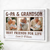 G-Pa And Grandson Best Friends For Life Personalized Custom Photo Canvas Print Wall Art Fathers Day Gift from - White