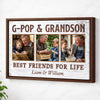 G-Pop And Grandson Best Friends For Life Personalized Custom Photo Canvas Print Wall Art Fathers Day Gift from - Brown