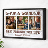 G-Pop And Grandson Best Friends For Life Personalized Custom Photo Canvas Print Wall Art Fathers Day Gift from - Black