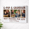 G-Pop And Grandson Best Friends For Life Personalized Custom Photo Canvas Print Wall Art Fathers Day Gift