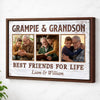 Grampie And Grandson Best Friends For Life Personalized Custom Photo Canvas Print Wall Art Fathers Day Gift