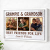 Grampie And Grandson Best Friends For Life Personalized Custom Photo Canvas Print Wall Art Fathers Day Gift