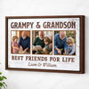 Grampy And Grandson Best Friends For Life Personalized Custom Photo Canvas Print Wall Art Fathers Day Gift from - Brown