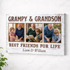 Grampy And Grandson Best Friends For Life Personalized Custom Photo Canvas Print Wall Art Fathers Day Gift