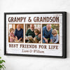 Grampy And Grandson Best Friends For Life Personalized Custom Photo Canvas Print Wall Art Fathers Day Gift from - Black