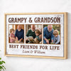 Grampy And Grandson Best Friends For Life Personalized Custom Photo Canvas Print Wall Art Fathers Day Gift