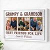 Grampy And Grandson Best Friends For Life Personalized Custom Photo Canvas Print Wall Art Fathers Day Gift from - White