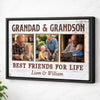 Grandad And Grandson Best Friends For Life Personalized Custom Photo Canvas Print Wall Art Fathers Day Gift