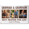 Grandad And Grandson Best Friends For Life Personalized Custom Photo Canvas Print Wall Art Fathers Day Gift