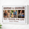 Grandad And Grandson Best Friends For Life Personalized Custom Photo Canvas Print Wall Art Fathers Day Gift
