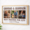 Grandad And Grandson Best Friends For Life Personalized Custom Photo Canvas Print Wall Art Fathers Day Gift