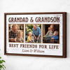 Grandad And Grandson Best Friends For Life Personalized Custom Photo Canvas Print Wall Art Fathers Day Gift
