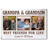 Grandpa And Grandson Best Friends For Life Personalized Custom Photo Canvas Print Wall Art Father’s Day Gift