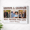 Grandpa And Grandson Best Friends For Life Personalized Custom Photo Canvas Print Wall Art Father’s Day Gift