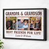 Grandpa And Grandson Best Friends For Life Personalized Custom Photo Canvas Print Wall Art Father’s Day Gift