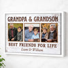 Grandpa And Grandson Best Friends For Life Personalized Custom Photo Canvas Print Wall Art Father’s Day Gift