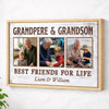 Grandpere And Grandson Best Friends For Life Personalized Custom Photo Canvas Print Wall Art Father’s Day Gift