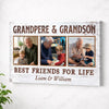 Grandpere And Grandson Best Friends For Life Personalized Custom Photo Canvas Print Wall Art Father’s Day Gift