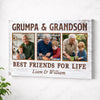 Grumpa And Grandson Best Friends For Life Personalized Custom Photo Canvas Print Wall Art Father’s Day Gift