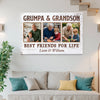 Grumpa And Grandson Best Friends For Life Personalized Custom Photo Canvas Print Wall Art Father’s Day Gift