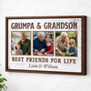 Grumpa And Grandson Best Friends For Life Personalized Custom Photo Canvas Print Wall Art Father’s Day Gift