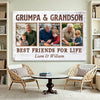 Grumpa And Grandson Best Friends For Life Personalized Custom Photo Canvas Print Wall Art Father’s Day Gift