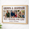 Grumpa And Grandson Best Friends For Life Personalized Custom Photo Canvas Print Wall Art Father’s Day Gift