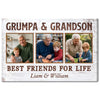 Grumpa And Grandson Best Friends For Life Personalized Custom Photo Canvas Print Wall Art Father’s Day Gift